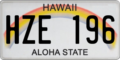 HI license plate HZE196