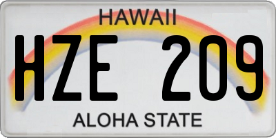 HI license plate HZE209