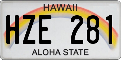 HI license plate HZE281