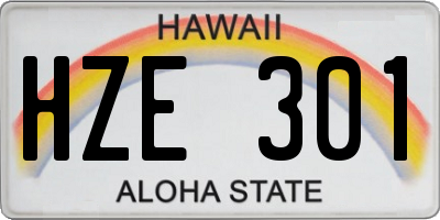 HI license plate HZE301