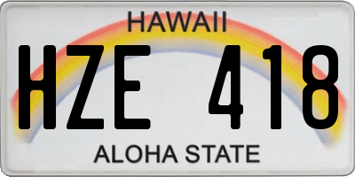 HI license plate HZE418