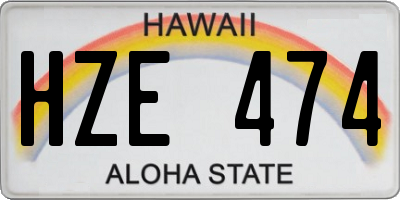 HI license plate HZE474