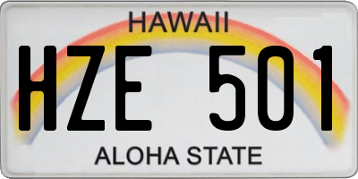 HI license plate HZE501