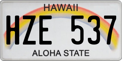 HI license plate HZE537