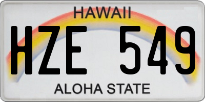 HI license plate HZE549