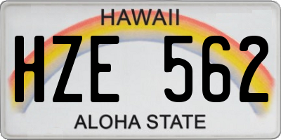 HI license plate HZE562