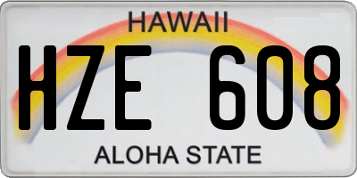 HI license plate HZE608