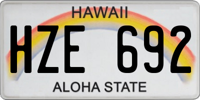 HI license plate HZE692