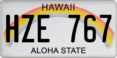 HI license plate HZE767