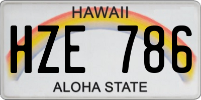 HI license plate HZE786