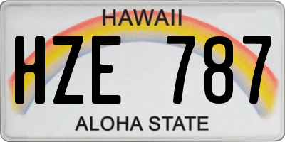 HI license plate HZE787