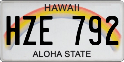 HI license plate HZE792