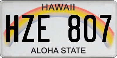 HI license plate HZE807