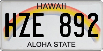 HI license plate HZE892
