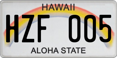 HI license plate HZF005