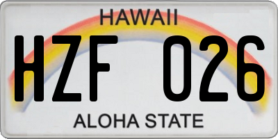 HI license plate HZF026