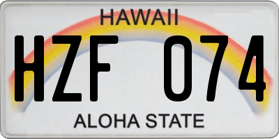 HI license plate HZF074