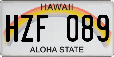 HI license plate HZF089