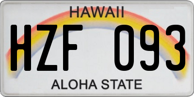 HI license plate HZF093