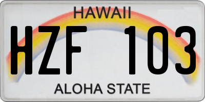 HI license plate HZF103