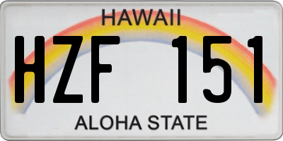 HI license plate HZF151
