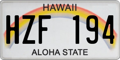 HI license plate HZF194