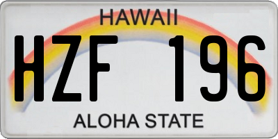 HI license plate HZF196