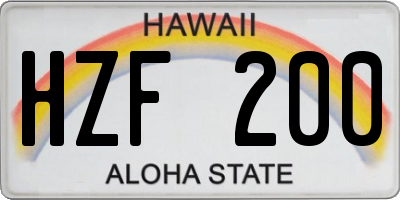 HI license plate HZF200