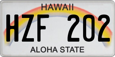 HI license plate HZF202
