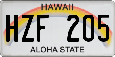 HI license plate HZF205