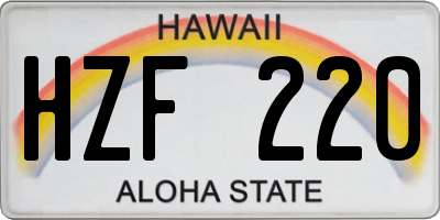 HI license plate HZF220