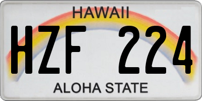 HI license plate HZF224