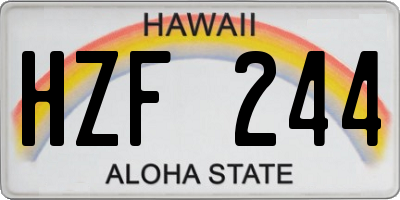 HI license plate HZF244