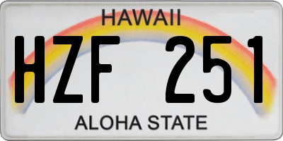 HI license plate HZF251