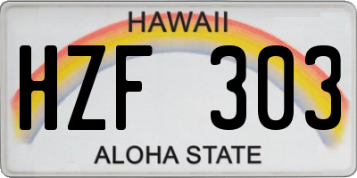 HI license plate HZF303