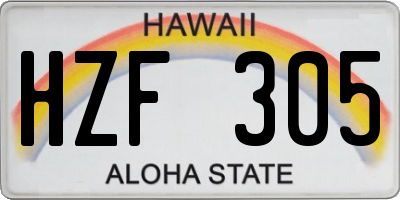HI license plate HZF305