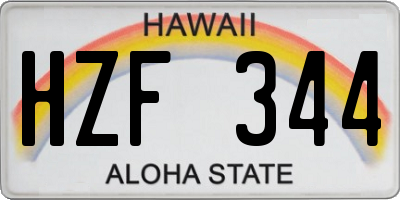 HI license plate HZF344