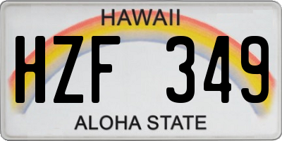 HI license plate HZF349