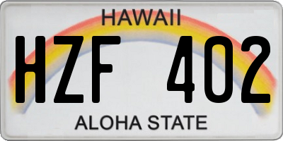 HI license plate HZF402
