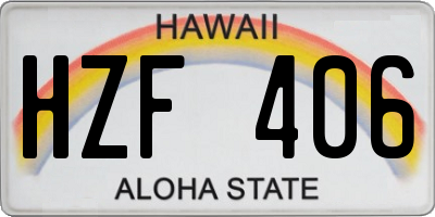 HI license plate HZF406