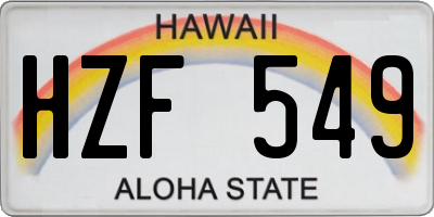 HI license plate HZF549