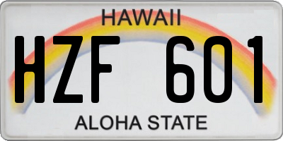 HI license plate HZF601