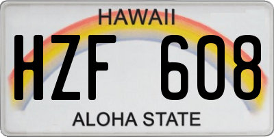 HI license plate HZF608