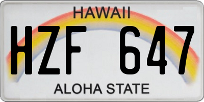 HI license plate HZF647