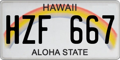 HI license plate HZF667