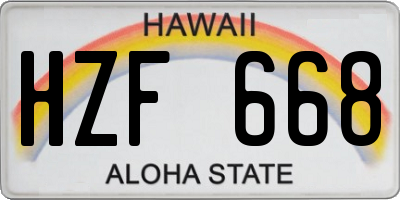 HI license plate HZF668