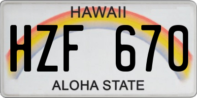 HI license plate HZF670