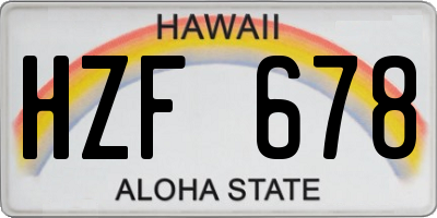 HI license plate HZF678