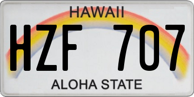 HI license plate HZF707