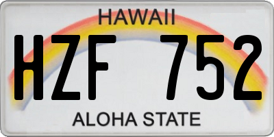HI license plate HZF752
